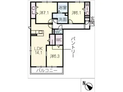 プロフーモ(3LDK/2階)の間取り写真