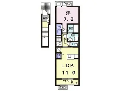 TOLERANCE(1LDK/2階)の間取り写真