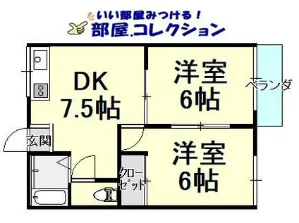 メゾントラッド(2DK/2階)の間取り写真