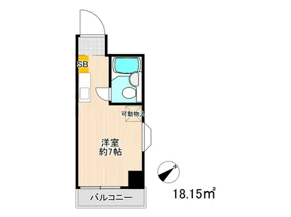 久留米駅前スカイマンション(ワンルーム/2階)の間取り写真