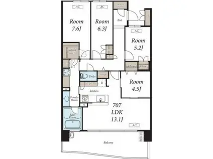 HARUMI FLAG SEA VILLAGE E棟(4LDK/7階)の間取り写真