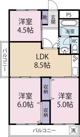 光マンション(3DK/3階)の間取り写真