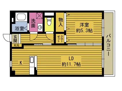 グラービアMIII(1LDK/1階)の間取り写真