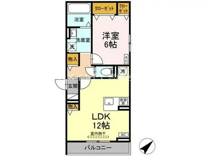D-AVANCEつつじが丘II(1LDK/3階)の間取り写真