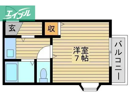 コスモクィーン鹿田(1K/4階)の間取り写真