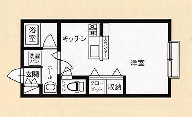DI羽石(ワンルーム/2階)の間取り写真