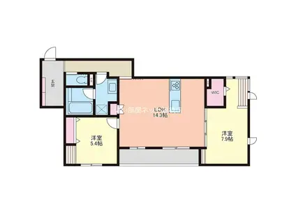 ウィズ ワンレジデンス大今里(2LDK/3階)の間取り写真