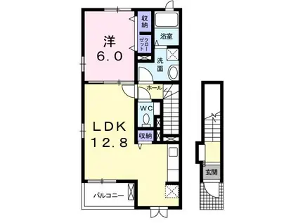 プリムローズ KS(1LDK/2階)の間取り写真