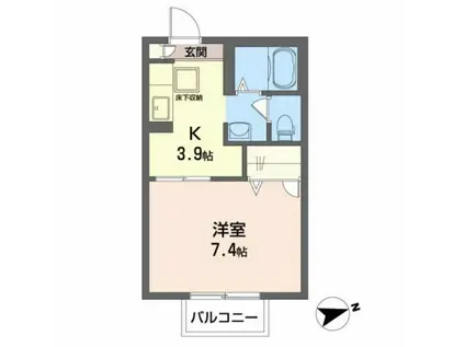 パルクアヴニュー(1K/1階)の間取り写真