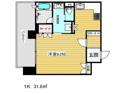 リーガル神戸三宮山手(1K/6階)の間取り写真