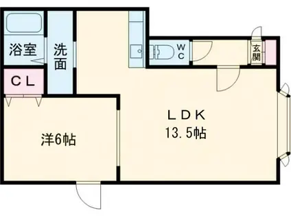 レインボーハウスSHINE(1LDK/2階)の間取り写真