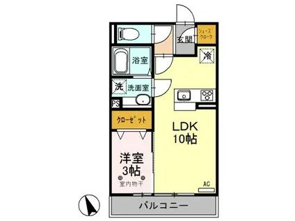 メゾン・ドゥ・ボヌール(1LDK/3階)の間取り写真