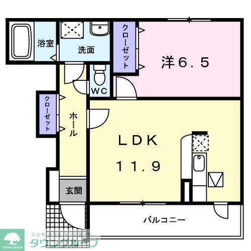 アルコバレーノ(1LDK/1階)の間取り写真