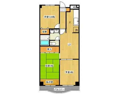 カーサシンフォニア(3DK/2階)の間取り写真