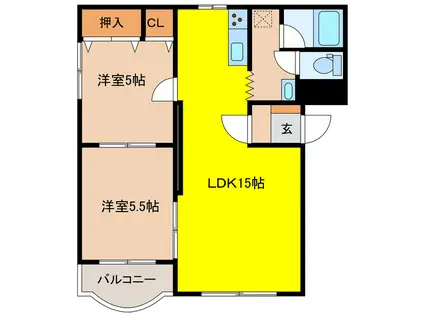 ピュアライフ佐藤(2LDK/1階)の間取り写真
