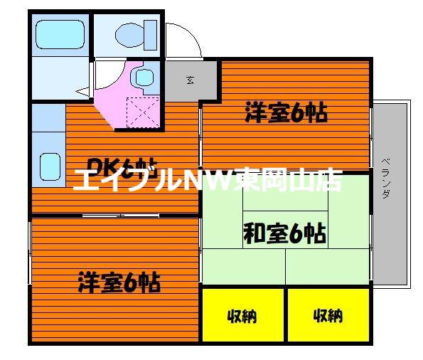 サンライズ(3DK/2階)の間取り写真