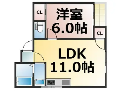 平和ハイツ(1LDK/3階)の間取り写真