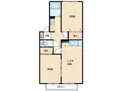 パティオ弐番館(2LDK/1階)の間取り写真