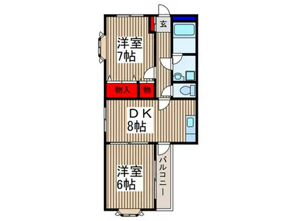 コーラルスターガーデン(2DK/4階)の間取り写真