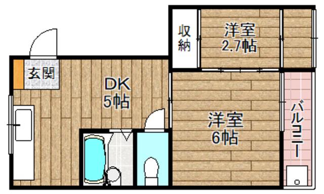 明田マンション(2DK/2階)の間取り写真