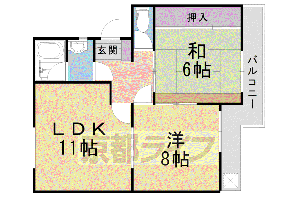ファームハイツ高畑(2LDK/3階)の間取り写真