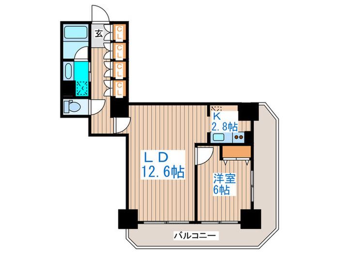 PRIME URBAN札幌リバーフロント(1LDK/5階)の間取り写真