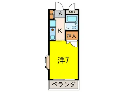 ジェンヌ(1K/2階)の間取り写真