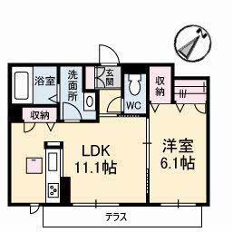 シャーメゾンタウン倉敷運動公園前 D棟(1LDK/1階)の間取り写真