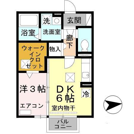 モナリエAN(1DK/1階)の間取り写真