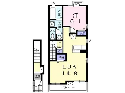 ベルゼルII(1LDK/2階)の間取り写真