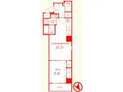 KS 本牧 STORY I(1LDK/6階)の間取り写真