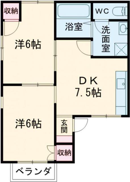 セジュール飛鳥(2DK/2階)の間取り写真