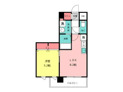 エンクレスト博多PARKSIDE(1LDK/11階)の間取り写真