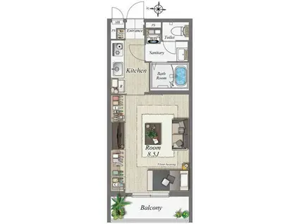 COR SPICA(1K/3階)の間取り写真