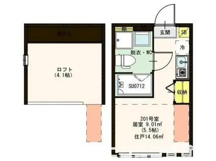 アジュール小岩(ワンルーム/2階)の間取り写真