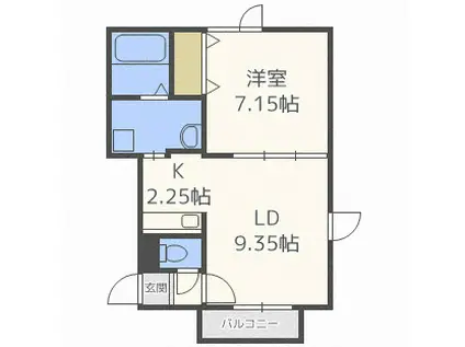 クラージュ南あいの里(1LDK/3階)の間取り写真