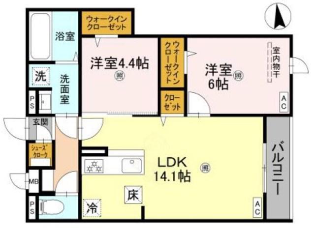 メゾン ド セリジエ(2LDK/1階)の間取り写真