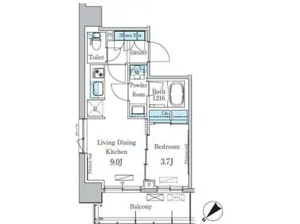 パークアクシス押上テラス(1LDK/5階)の間取り写真