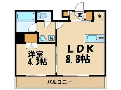 ガーラ・ヴィスタ調布(1LDK/4階)の間取り写真