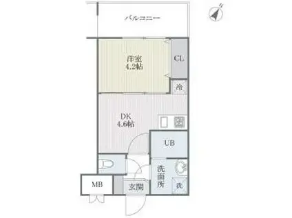 ジェイド博多(1DK/11階)の間取り写真