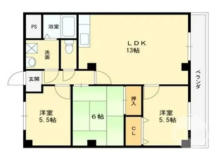 シャングリラ深井(3LDK/2階)の間取り写真
