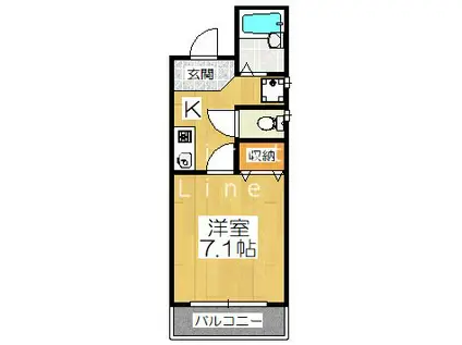 エクセレント山田(1K/3階)の間取り写真