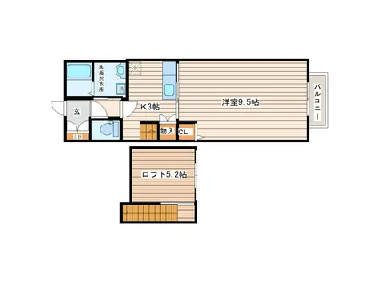 グレオンII(1K/1階)の間取り写真