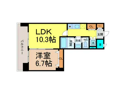 CASAプラスアルファ名駅南(1LDK/9階)の間取り写真
