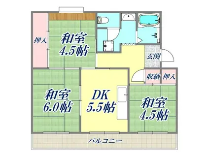 陽和台第42棟(3DK/3階)の間取り写真