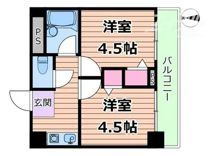 木川東エクセルハイツ(2K/8階)の間取り写真