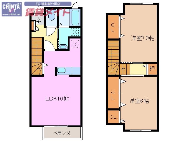メゾンラルゴB(2LDK/1階)の間取り写真