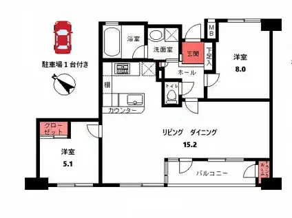 エルズ元町(2LDK/6階)の間取り写真