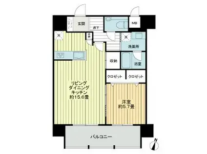 エグゼ博多コンドミニアム(1LDK/4階)の間取り写真