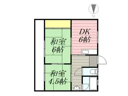 西岡マンション(2DK/1階)の間取り写真